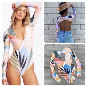 Viral SOLD OUT Billabong Last Rays Long‎ Sleeve One Piece Swimsuit Swim